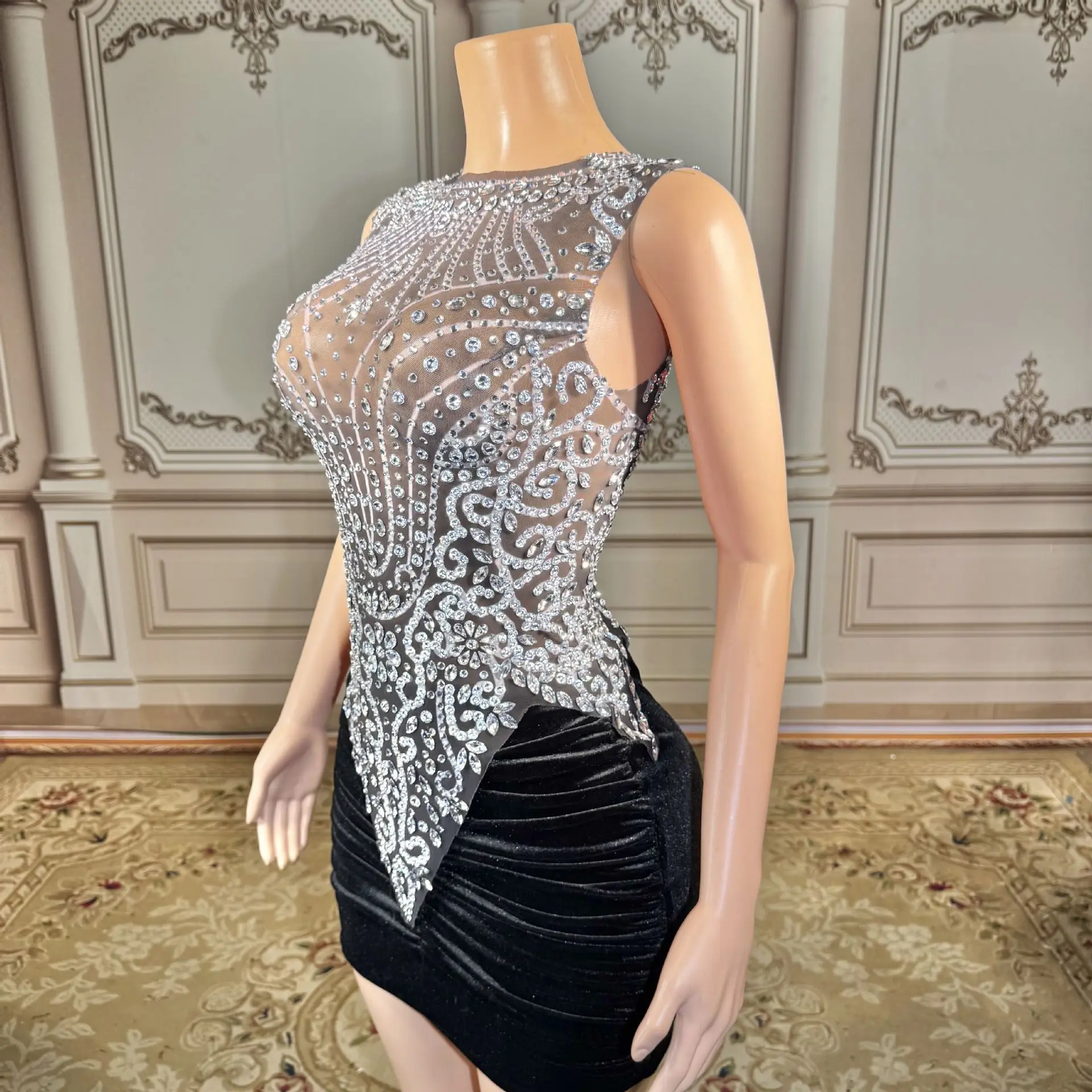 Luxury Luxurious Water Droplet Sequined Net Gauze Lace Tight Fitting Ultra Short Mini Club Wedding Dress Birthday Evening Gown
Luxury Luxurious Water Droplet Sequined Net Gauze Lace Tight Fitting Ultra Short Mini Club Wedding Dress Birthday Evening Gown