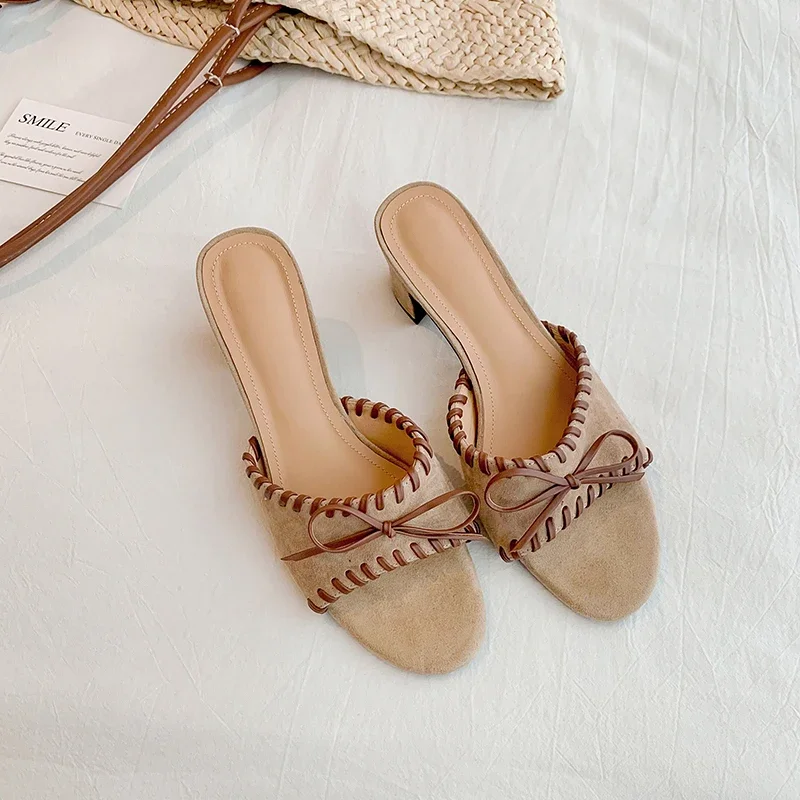Women's Summer Shoes New Trend Bowtie Sandals Apricot Beige Slipper High Heel Open Toe Pumps Women's Shoes Outer Wear Slippers
Women's Summer Shoes New Trend Bowtie Sandals Apricot Beige Slipper High Heel Open Toe Pumps Women's Shoes Outer Wear Slippers
