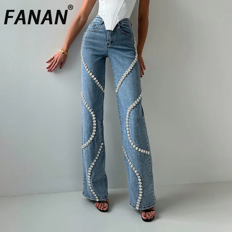 FANAN Diamond Design Jeans For Women High Waist Straight Wide Leg Denim Pants Streetwear Trousers Tide Clothes 2025 New Spring
FANAN Diamond Design Jeans For Women High Waist Straight Wide Leg Denim Pants Streetwear Trousers Tide Clothes 2025 New Spring