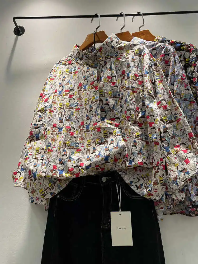 Loose Long Sve Women's irt Autumn 2024 Faion Korean Sle Cartoon Print Turn-down Collar Single Button Cotton Blouse
Loose Long Sve Women's irt Autumn 2024 Faion Korean Sle Cartoon Print Turn-down Collar Single Button Cotton Blouse