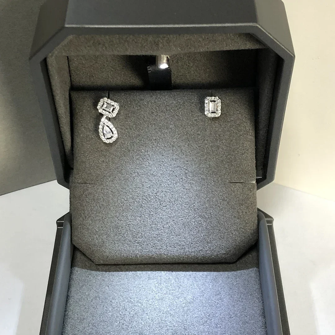 925 Sterling Silver Droplet Shaped Irregular Women's Diamond Earrings. Luxury Jewelry
925 Sterling Silver Droplet Shaped Irregular Women's Diamond Earrings. Luxury Jewelry