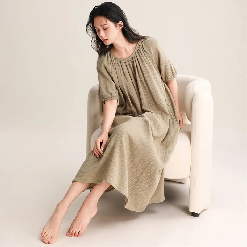 Women's 100% Cotton Nightgowns Korean Summer Night Dress Woman Short Sleeve Sleep Shirt Ladies Long Nightdress Lounge Sleepwer
Women's 100% Cotton Nightgowns Korean Summer Night Dress Woman Short Sleeve Sleep Shirt Ladies Long Nightdress Lounge Sleepwer