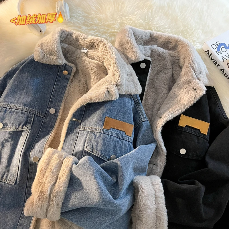 Lamb Fur Lined Loose Fit Denim Jaet for Men Winter Thiened Waed Cotton Casual Sle Youth ular Cleanfit Collar Button
Lamb Fur Lined Loose Fit Denim Jaet for Men Winter Thiened Waed Cotton Casual Sle Youth ular Cleanfit Collar Button