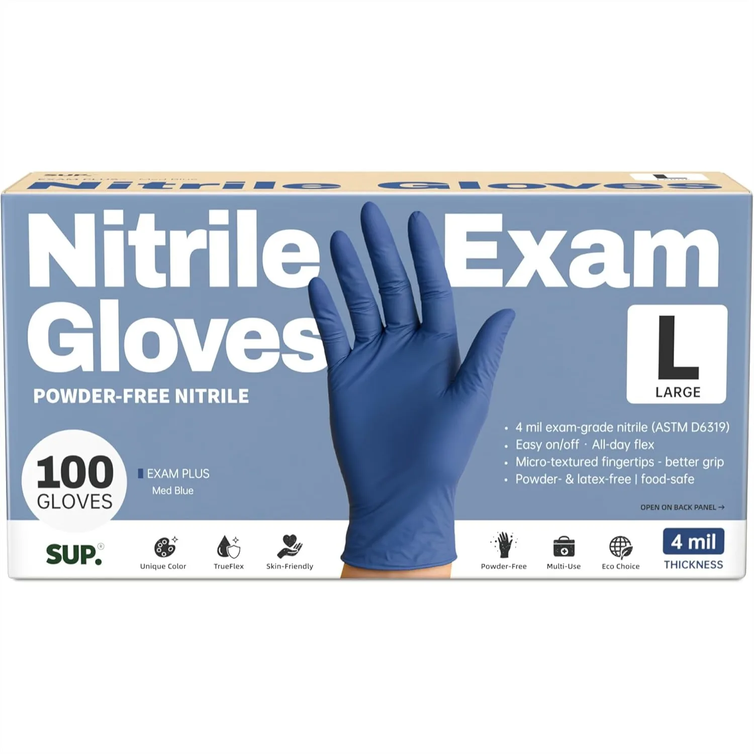 Disposable Nitrile Gloves for Cooking Cleaning, Blue 100 Count, Latex-Free Powder-Free
Disposable Nitrile Gloves for Cooking Cleaning, Blue 100 Count, Latex-Free Powder-Free