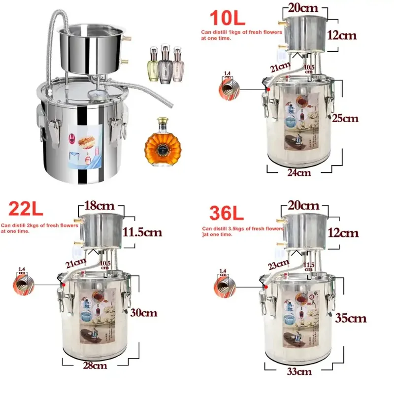 Stainless Steel Purslane Hydrosol Machine, 36L Capacity Home Brewing Equipment
Stainless Steel Purslane Hydrosol Machine, 36L Capacity Home Brewing Equipment