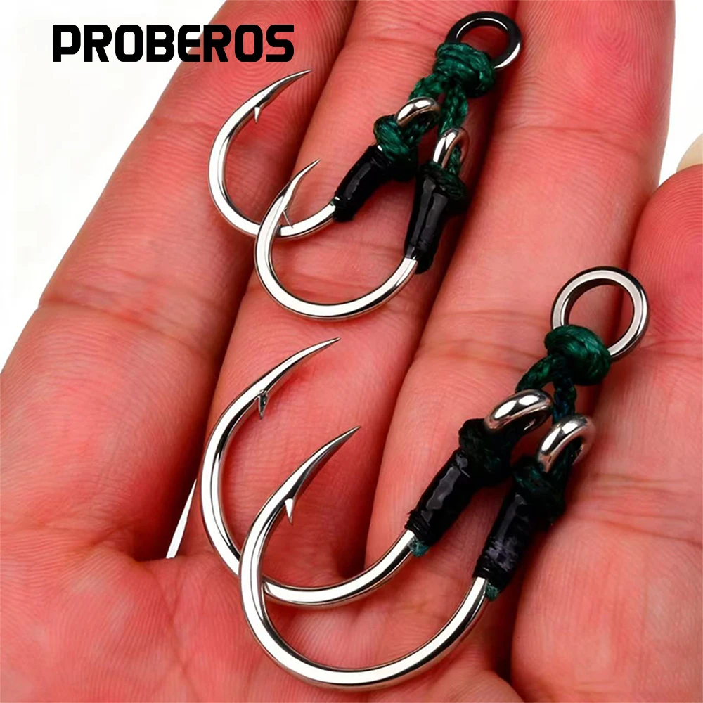 PROBEROS 2 Pairs Cast Jig Assist Hook High Carbon Steel Angle Barbed Thread Fishing Tackle Slow Jigging Tool Pesca Lure Fishhook
PROBEROS 2 Pairs Cast Jig Assist Hook High Carbon Steel Angle Barbed Thread Fishing Tackle Slow Jigging Tool Pesca Lure Fishhook