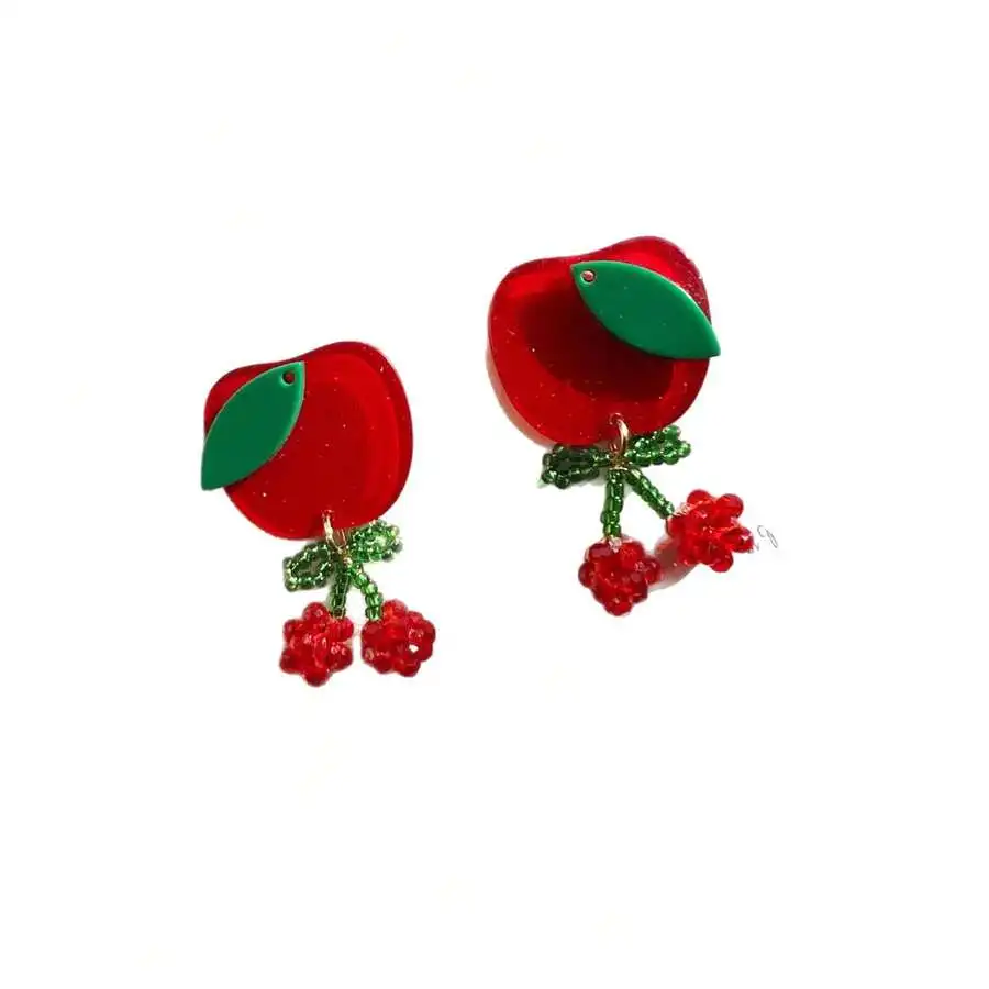 Red Cherry Beaded Asymmetric Earrings Retro Fruit Theme Stud Clip On Fashion Jewelry
Red Cherry Beaded Asymmetric Earrings Retro Fruit Theme Stud Clip On Fashion Jewelry