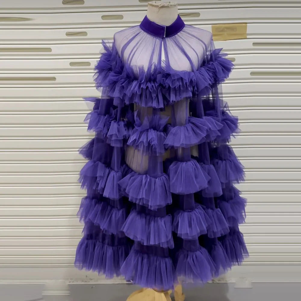 Stunning See Through Wedding Bridal Jacket Tiered Chic Purple Morning Wear Blouse Loose Summer Outerwear Coat
Stunning See Through Wedding Bridal Jacket Tiered Chic Purple Morning Wear Blouse Loose Summer Outerwear Coat
