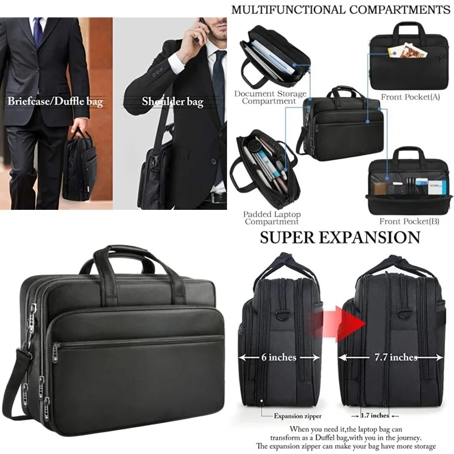 Gaming Laptop Briefcase 18 Inch, Expandable Extra Large Case for Computer, Water Resistant Bag for Men With Luggage Strap, Work Travel Carrying Case, Black
Gaming Laptop Briefcase 18 Inch, Expandable Extra Large Case for Computer, Water Resistant Bag for Men With Luggage Strap, Work Travel Carrying Case, Black