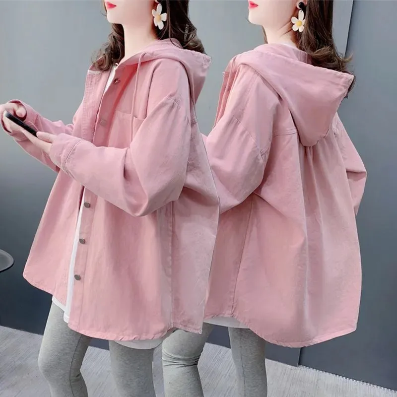 High-Quality Solid Color Shirts Coat Women 2025 New Spring Autumn Vintage Long Sleeve Outerwear Hooded Blouse Female Tops W762
High-Quality Solid Color Shirts Coat Women 2025 New Spring Autumn Vintage Long Sleeve Outerwear Hooded Blouse Female Tops W762