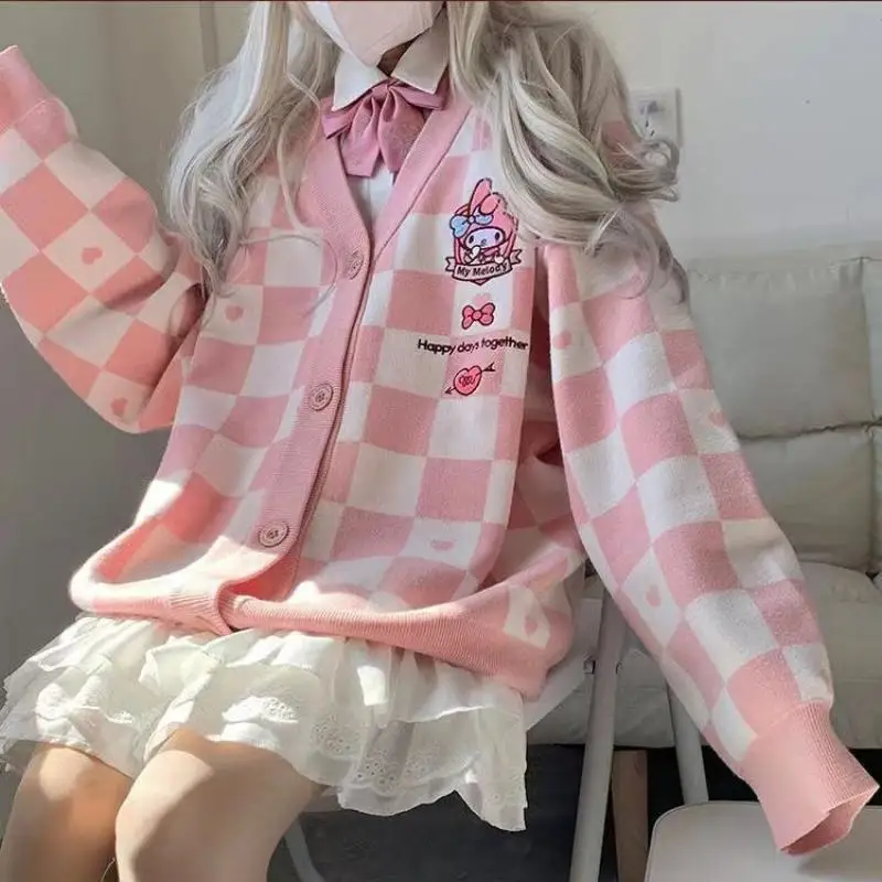 Sanrio Hello Kitty Plaid Cardigan Kuromi Sweater Melody Anime Cinnamoroll Autumn Winter Kawaii Cartoon Cute Girl Sweater Jacket
Sanrio Hello Kitty Plaid Cardigan Kuromi Sweater Melody Anime Cinnamoroll Autumn Winter Kawaii Cartoon Cute Girl Sweater Jacket