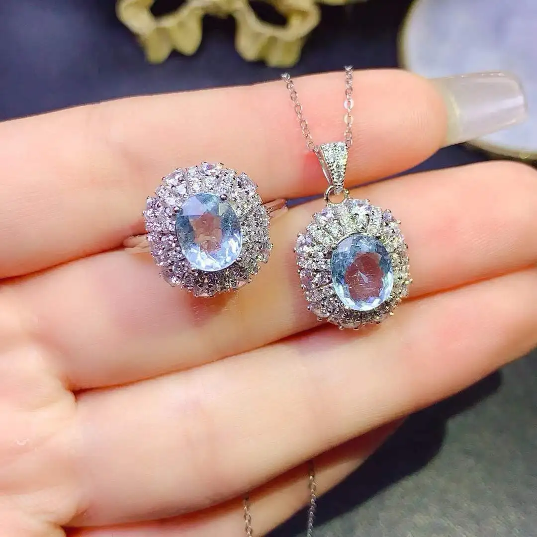 Elegant Anniversary Gift Natural Aquamarine Set 925 Sterling Silver 1pc Natural Aquamarine Ring,1pc Natural Aquamarine Pendant
Elegant Anniversary Gift Natural Aquamarine Set 925 Sterling Silver 1pc Natural Aquamarine Ring,1pc Natural Aquamarine Pendant