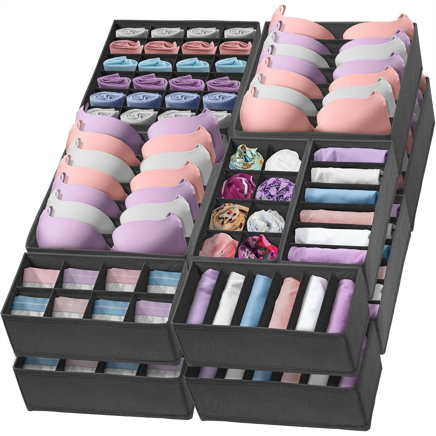 Sock Organizer 14 Pack 132 Cell Drawer Dividers for Underwear, Ties, Bras, Clothing with Foldable Fabric Storage Bins for Closet
Sock Organizer 14 Pack 132 Cell Drawer Dividers for Underwear, Ties, Bras, Clothing with Foldable Fabric Storage Bins for Closet