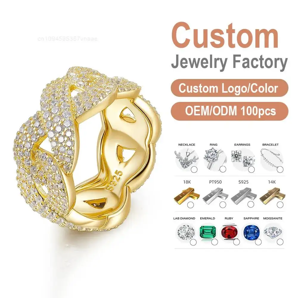 Fashionable Men's Cuban Moissanite Ring Anti Tarnish 925 Silver 18K Gold Plated for Party Gift Factory Direct
Fashionable Men's Cuban Moissanite Ring Anti Tarnish 925 Silver 18K Gold Plated for Party Gift Factory Direct