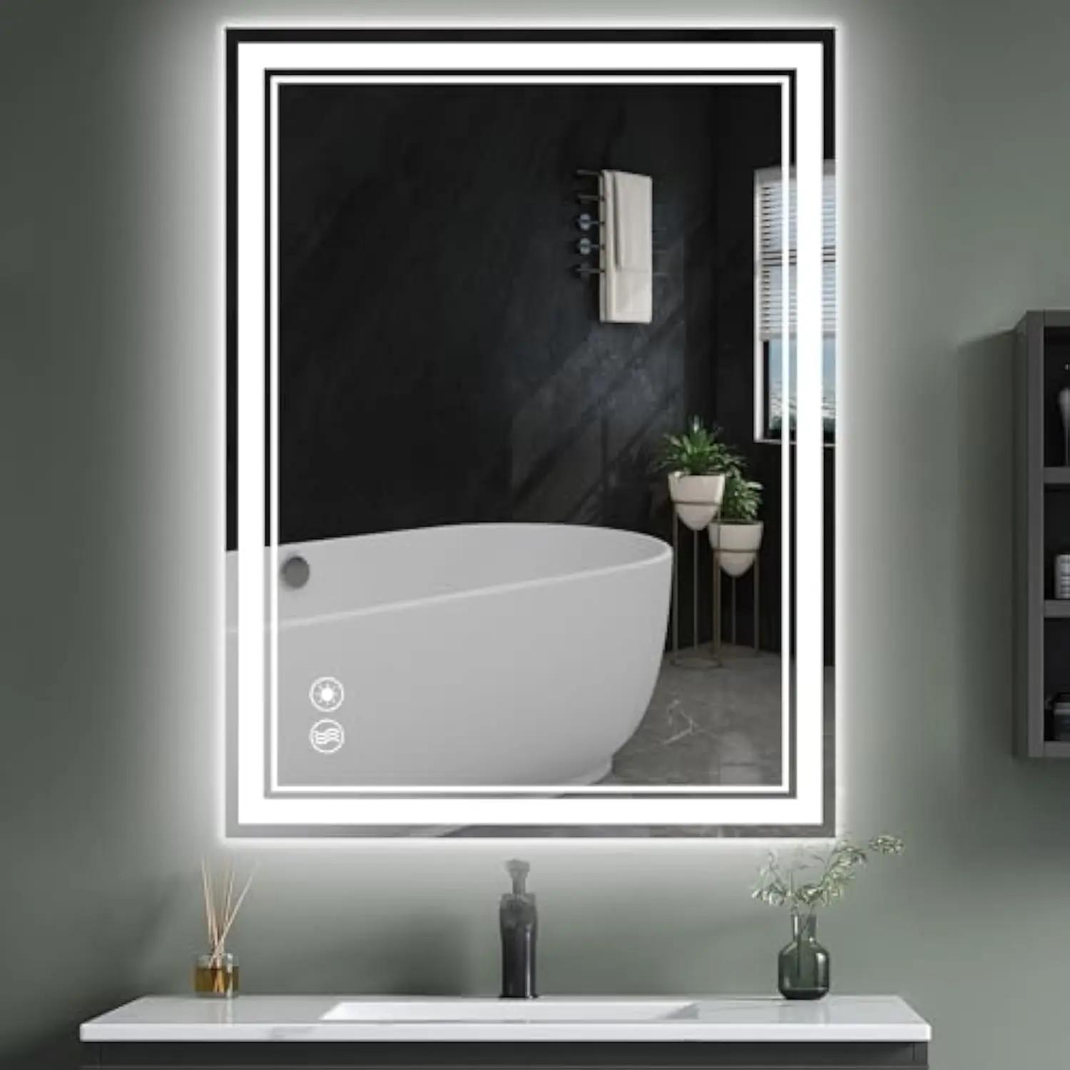 24 X 32 Led Bathroom Mirror Wiht Lights Anti-Fog Brightness Dimmable 3 Colors Stepless Bathroom Vanity Mirror Wall Mounted Hori
24 X 32 Led Bathroom Mirror Wiht Lights Anti-Fog Brightness Dimmable 3 Colors Stepless Bathroom Vanity Mirror Wall Mounted Hori
