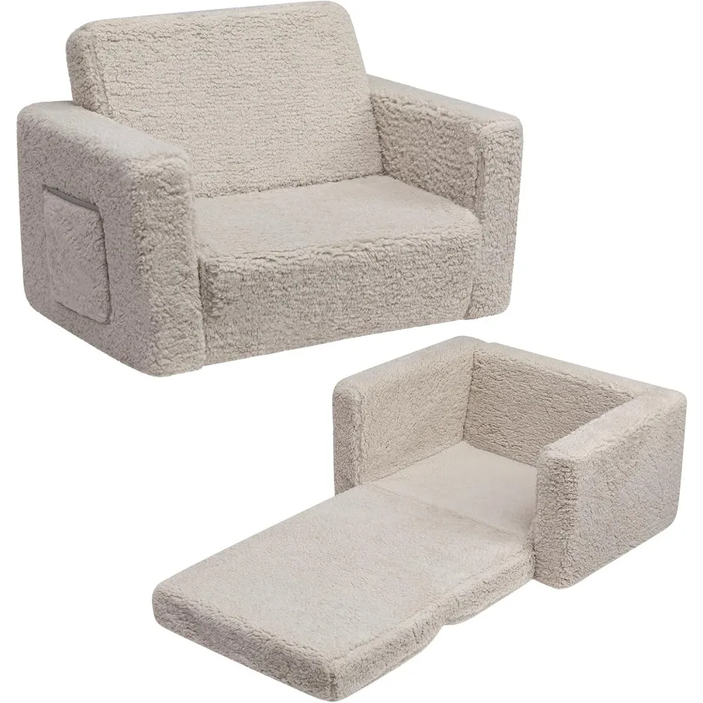 2-in-1 Flip Out Cuddly Sherpa Toddler Couch, Convertible Sofa to Lounger, Light Grey, Lightweight
2-in-1 Flip Out Cuddly Sherpa Toddler Couch, Convertible Sofa to Lounger, Light Grey, Lightweight
