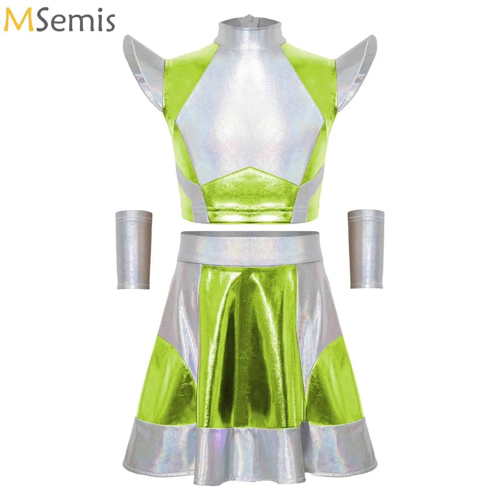 Girls Outerspace Astronaut Alien Robot Cosplay Costume 3 Pieces Color Block Short Top And Skirt with Oversleeves Halloween Suit
Girls Outerspace Astronaut Alien Robot Cosplay Costume 3 Pieces Color Block Short Top And Skirt with Oversleeves Halloween Suit