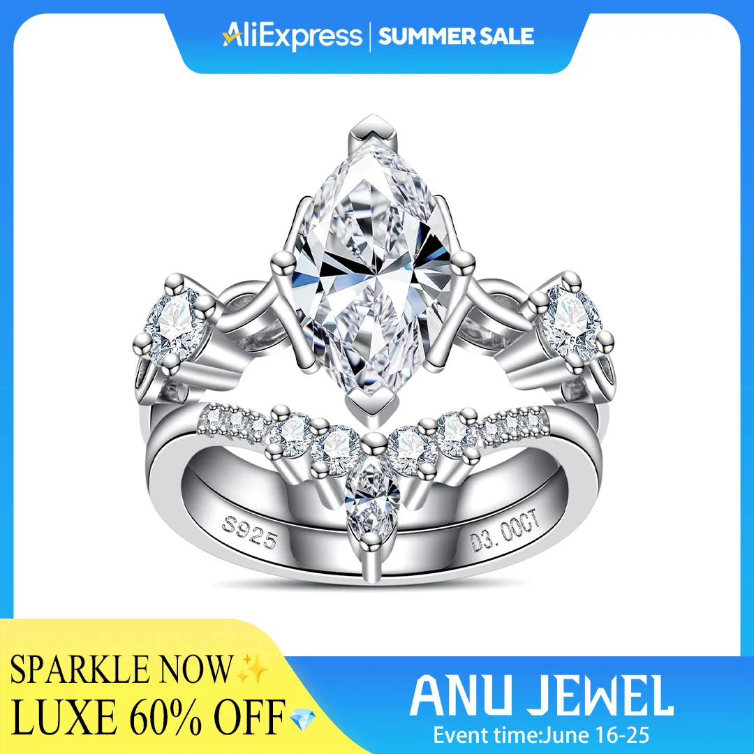 AnuJewel 3ct Marquise Cut D Color Moissanite Wedding Bands 18k Gold Plated 925 Sterling Silver Crown Bridal Ring Set for Girls
AnuJewel 3ct Marquise Cut D Color Moissanite Wedding Bands 18k Gold Plated 925 Sterling Silver Crown Bridal Ring Set for Girls