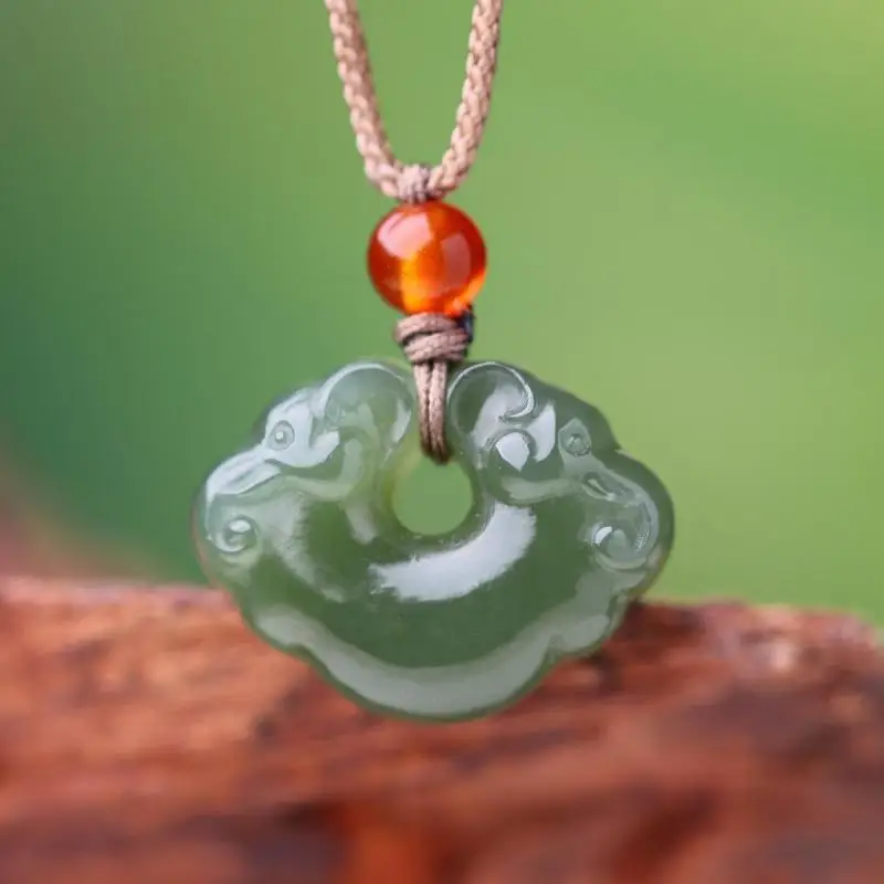 Genuine China Nephrite Stone Green Jade Ruyi Lock Pendant Necklace Women Fine Jewelry Certified Hetian Jade Lucky Charm Amulet
Genuine China Nephrite Stone Green Jade Ruyi Lock Pendant Necklace Women Fine Jewelry Certified Hetian Jade Lucky Charm Amulet