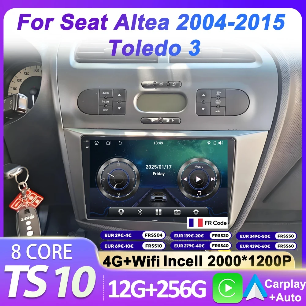 Wireless CarPlay Android Auto Radio For Seat Altea 2004-2015 Toledo 3 Car Multimedia GPS 2din Autoradio 5G Wifi Touch Screen BT
Wireless CarPlay Android Auto Radio For Seat Altea 2004-2015 Toledo 3 Car Multimedia GPS 2din Autoradio 5G Wifi Touch Screen BT