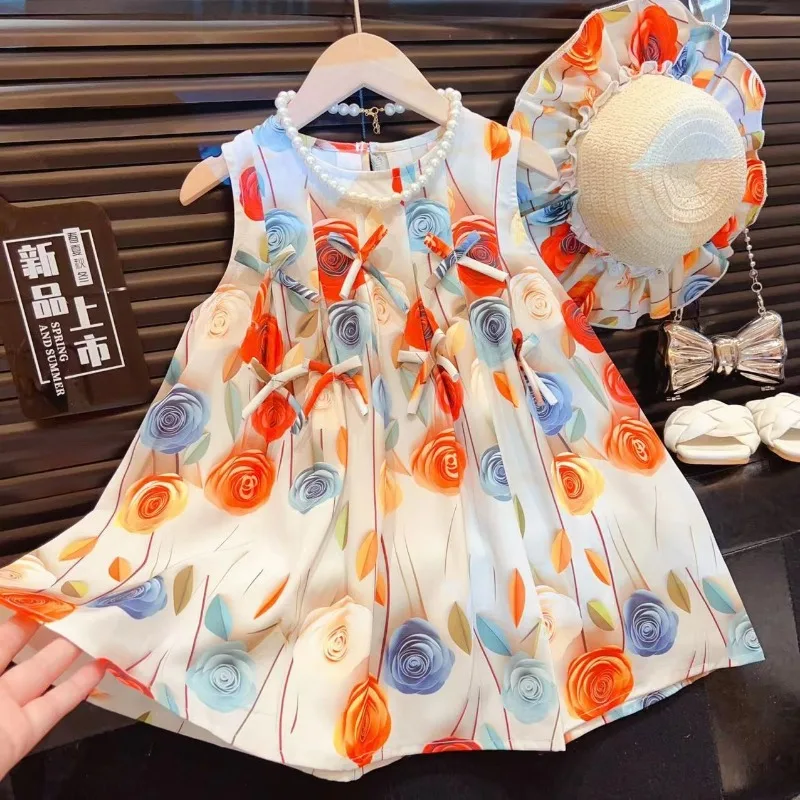 Fashion children's dress toddler rose flower bow pants princess bright vest dress with hat girls baby trendy beach dress kids
Fashion children's dress toddler rose flower bow pants princess bright vest dress with hat girls baby trendy beach dress kids