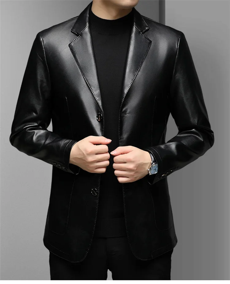 Casual Male PU Leather Jacket 2025 Autumn Brown Black Soft Motorcycle Blazer Outerwear Single Breasted Pockets Fashion Men Coats
Casual Male PU Leather Jacket 2025 Autumn Brown Black Soft Motorcycle Blazer Outerwear Single Breasted Pockets Fashion Men Coats
