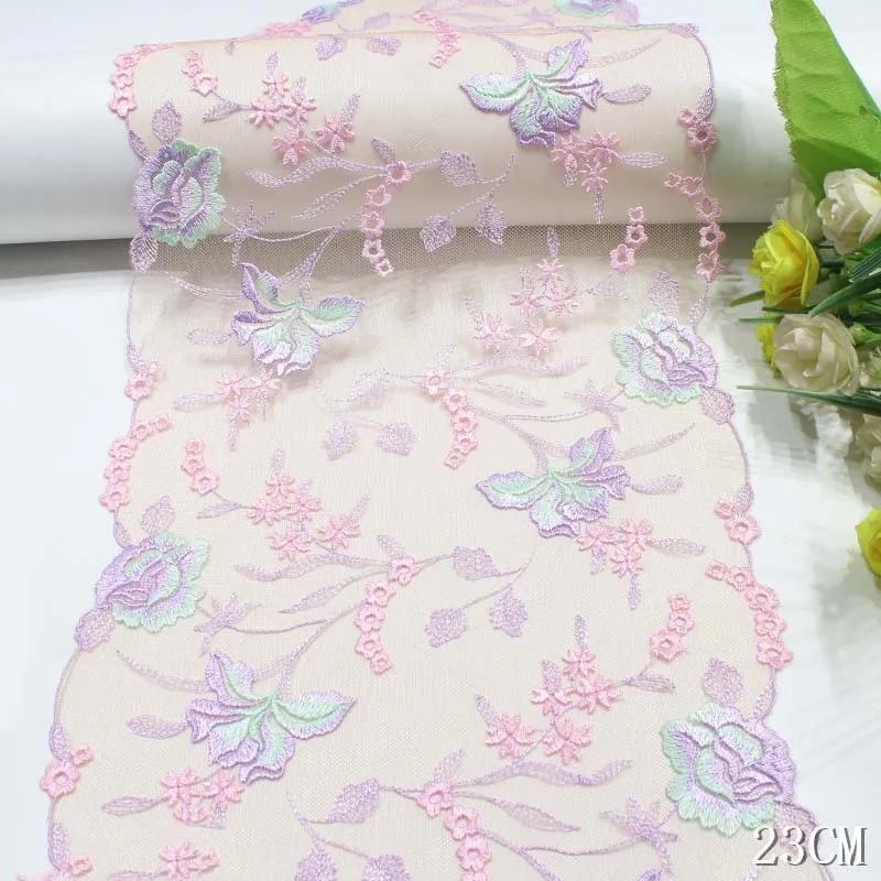 15Yards Bilateral Embroidery Tulle Lace Trim Colorful Lace Fabric Mesh Floral Lace Sewing DIY Cloth Lingerie High Quality
15Yards Bilateral Embroidery Tulle Lace Trim Colorful Lace Fabric Mesh Floral Lace Sewing DIY Cloth Lingerie High Quality