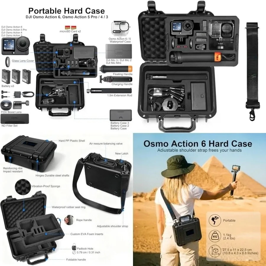 Portable Waterproof Hard Case for DJI Osmo Action 6/5 Pro/4/3 Action Camera,Standard Combo,Adventure Combo,More Accessories(Case Only)
Portable Waterproof Hard Case for DJI Osmo Action 6/5 Pro/4/3 Action Camera,Standard Combo,Adventure Combo,More Accessories(Case Only)