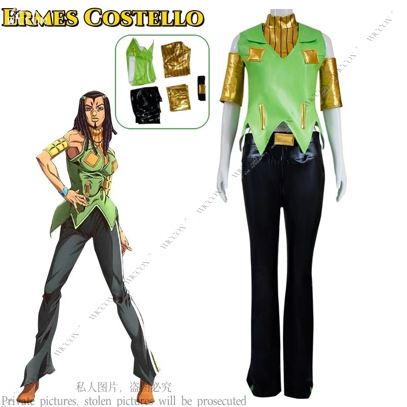 Jo Ermes Costello Cosplay Jo‘s Woman Costume Tops Pants Bizarre Kiss Green Adventure Halloween Ermes Costello Party Gift Girl
Jo Ermes Costello Cosplay Jo‘s Woman Costume Tops Pants Bizarre Kiss Green Adventure Halloween Ermes Costello Party Gift Girl