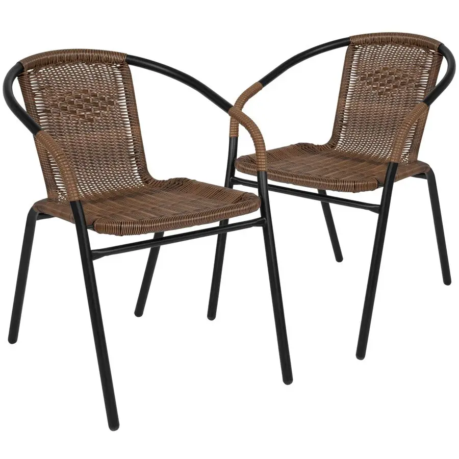 Lila Modern Rattan Indoor Outdoor Stackable Dining Chairs, Stacking Rattan Bistro Chairs for Patio or Restaurant, Set of 2, Bro
Lila Modern Rattan Indoor Outdoor Stackable Dining Chairs, Stacking Rattan Bistro Chairs for Patio or Restaurant, Set of 2, Bro