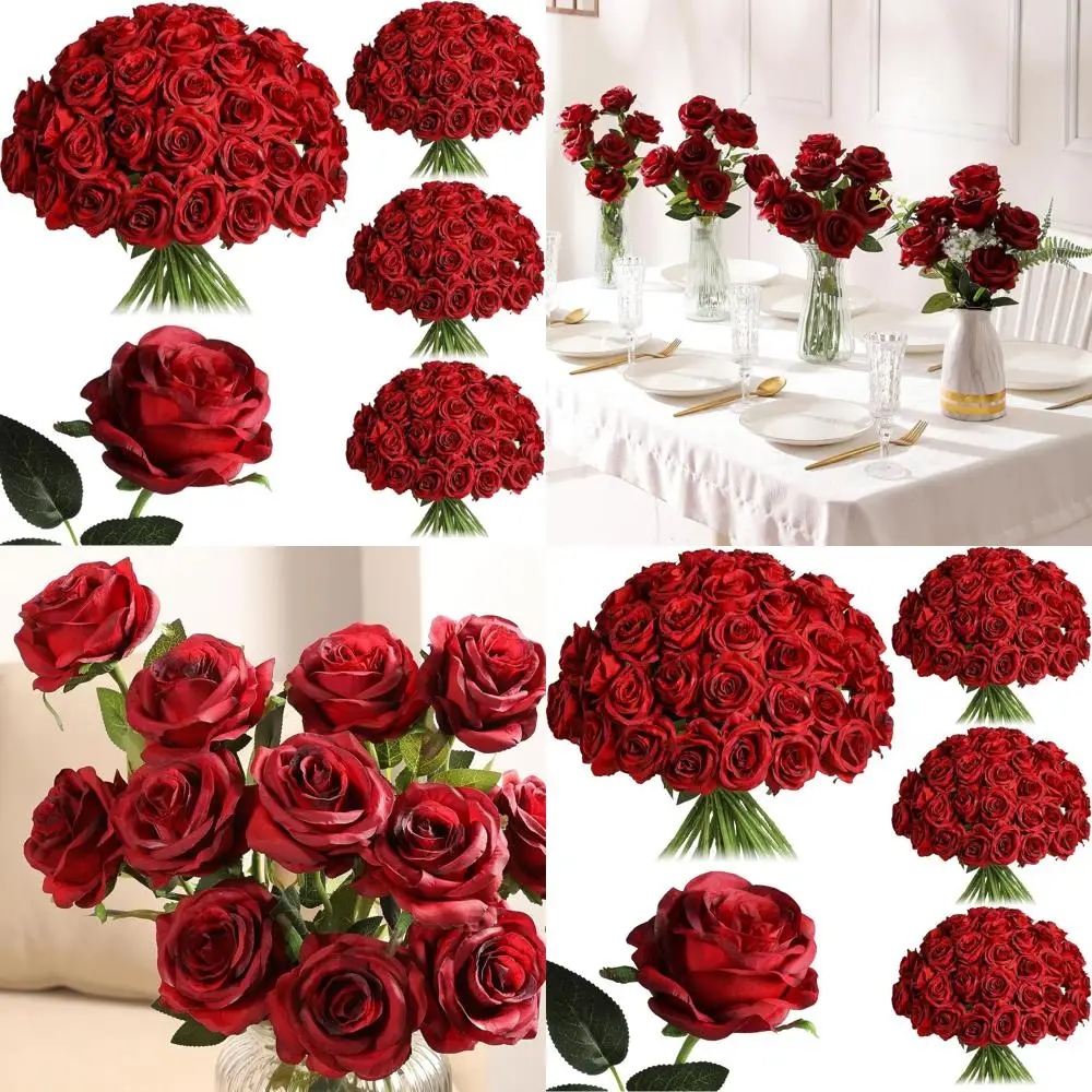 100 Pack Burgundy Artificial Silk Roses with Stems for Weddings, Home, and Party Decor
100 Pack Burgundy Artificial Silk Roses with Stems for Weddings, Home, and Party Decor