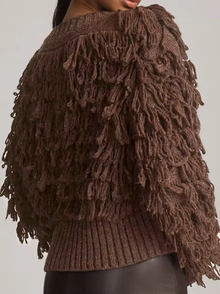 Autumn Winter Casual V-neck Warm Jumpers Brown Tassel Single Breasted Sweater Coat Elegant Long Sleeve Loose Commute Outerwear
Autumn Winter Casual V-neck Warm Jumpers Brown Tassel Single Breasted Sweater Coat Elegant Long Sleeve Loose Commute Outerwear