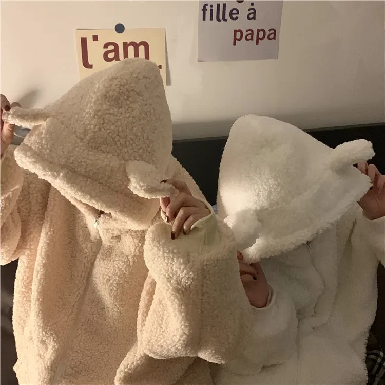 Hooded Lambhair Jacket for Women with Thick Zipper and Added Fleece New Japanese and Korean Loose and Age Reducing Cute Ear
Hooded Lambhair Jacket for Women with Thick Zipper and Added Fleece New Japanese and Korean Loose and Age Reducing Cute Ear