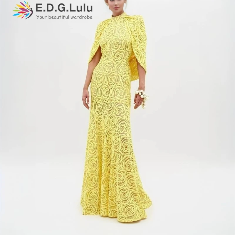 EDGLuLu Retro Shawl Short Sleeved Luxury Designer Dress Woman Hollow Embroidery Flower Elegant Long Party Evening Dress 0331
EDGLuLu Retro Shawl Short Sleeved Luxury Designer Dress Woman Hollow Embroidery Flower Elegant Long Party Evening Dress 0331