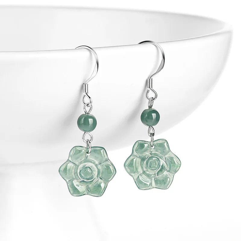 High Grade Natural A-grade Jade Blue Water Rose Earrings S925 Silver Ice Jadeite Fashion Women's Gifts Jewelry Drop Shipping
High Grade Natural A-grade Jade Blue Water Rose Earrings S925 Silver Ice Jadeite Fashion Women's Gifts Jewelry Drop Shipping