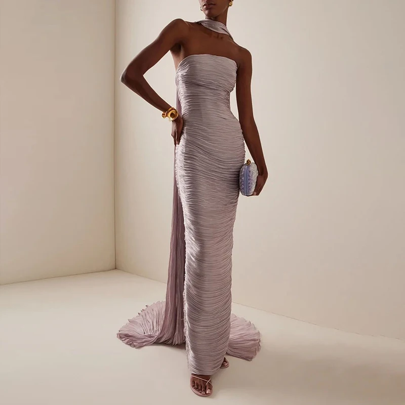 Backless Hollow Out Elegant Dress Sexy Strapless High Waisted Pleated Evening Dress 2026 New Formal Occasion Women's Long Dress
Backless Hollow Out Elegant Dress Sexy Strapless High Waisted Pleated Evening Dress 2026 New Formal Occasion Women's Long Dress