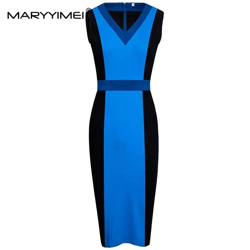 MARYYIMEI Designer Fashion Summer Sleeveless Dress Women's Sexy V-Neck Blue Black Print Plus Size Dresses Vestdios XXL
MARYYIMEI Designer Fashion Summer Sleeveless Dress Women's Sexy V-Neck Blue Black Print Plus Size Dresses Vestdios XXL