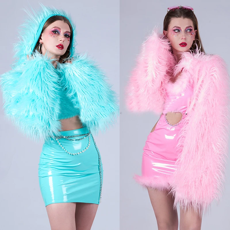 Women Group Jazz Gogo Dance Costumes Blue Pink Fur Top Leather Dress Nightclub DJ DS Party Rave Outfit Stage Show Wear XS6029
Women Group Jazz Gogo Dance Costumes Blue Pink Fur Top Leather Dress Nightclub DJ DS Party Rave Outfit Stage Show Wear XS6029