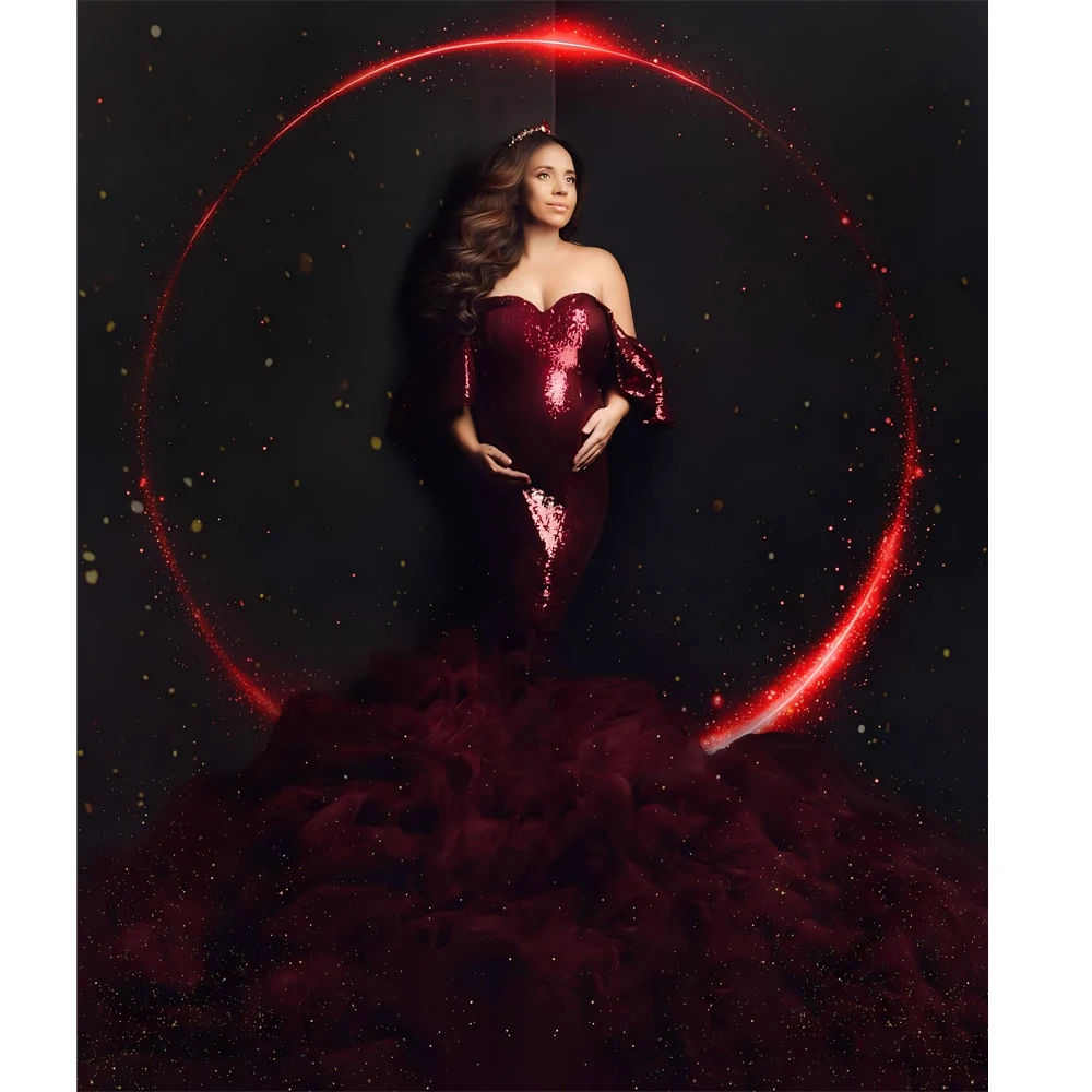 Haute Couture Mermaid Evening Dresses for Mother to be Off Shoulder Fashion Burgundy Sequined Meternity Dress for Photoshoot
Haute Couture Mermaid Evening Dresses for Mother to be Off Shoulder Fashion Burgundy Sequined Meternity Dress for Photoshoot