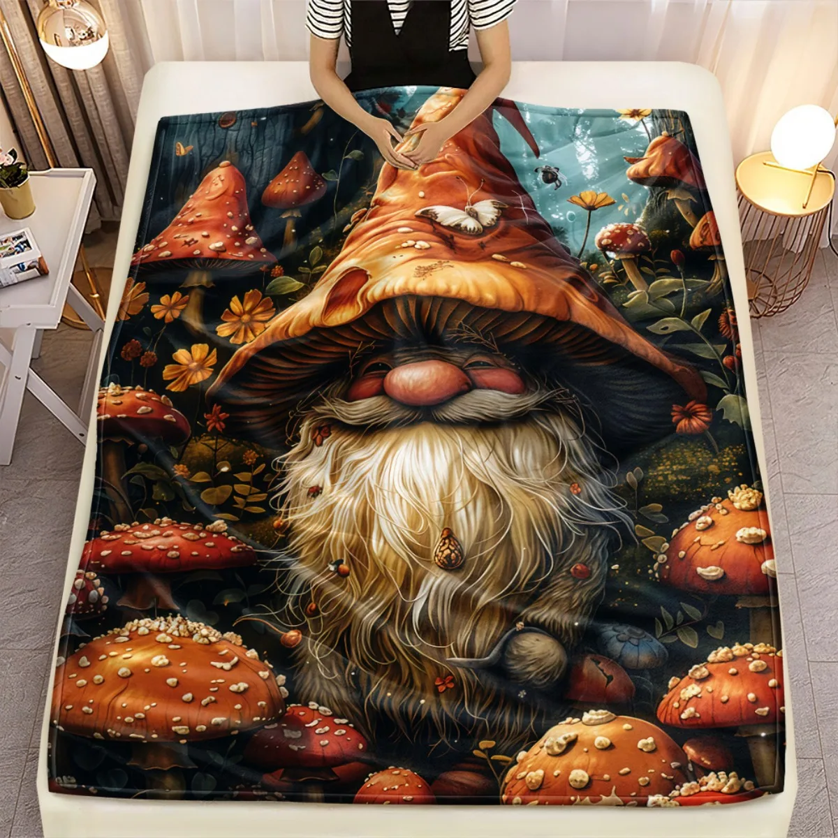 Садовый гном, грибной лес, художественный принт, фланелевое одеяло, причудливая тема природы, мягкий плед
Садовый гном, грибной лес, художественный принт, фланелевое одеяло, причудливая тема природы, мягкий плед
