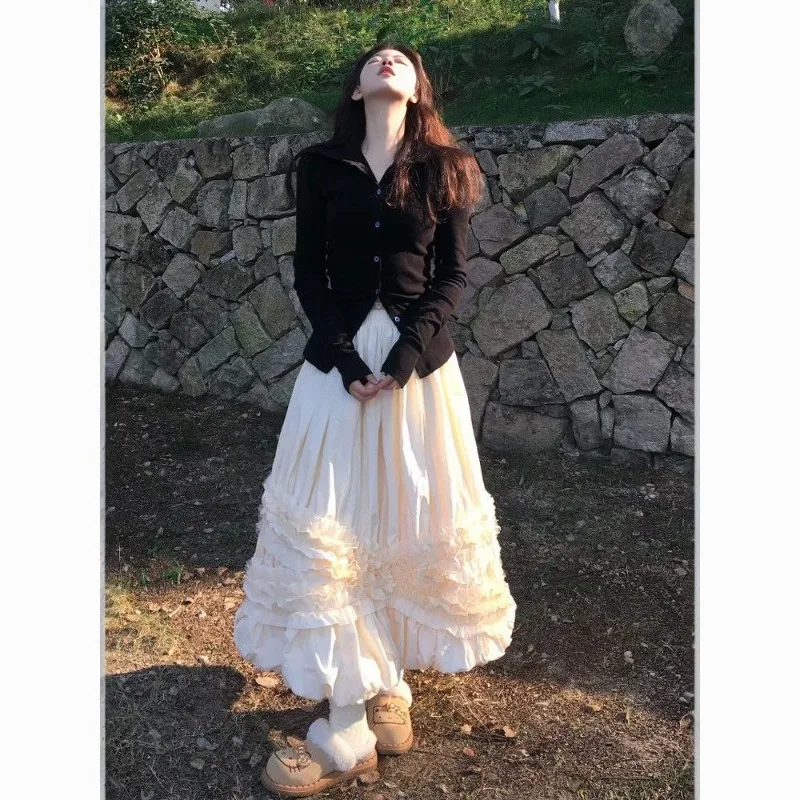Women Skirts Elegant Sweet High Waist Autumn Winter Ruffles Solid Vintage Skirt Elegant Casual Fashion Women Half Body Skirt
Women Skirts Elegant Sweet High Waist Autumn Winter Ruffles Solid Vintage Skirt Elegant Casual Fashion Women Half Body Skirt
