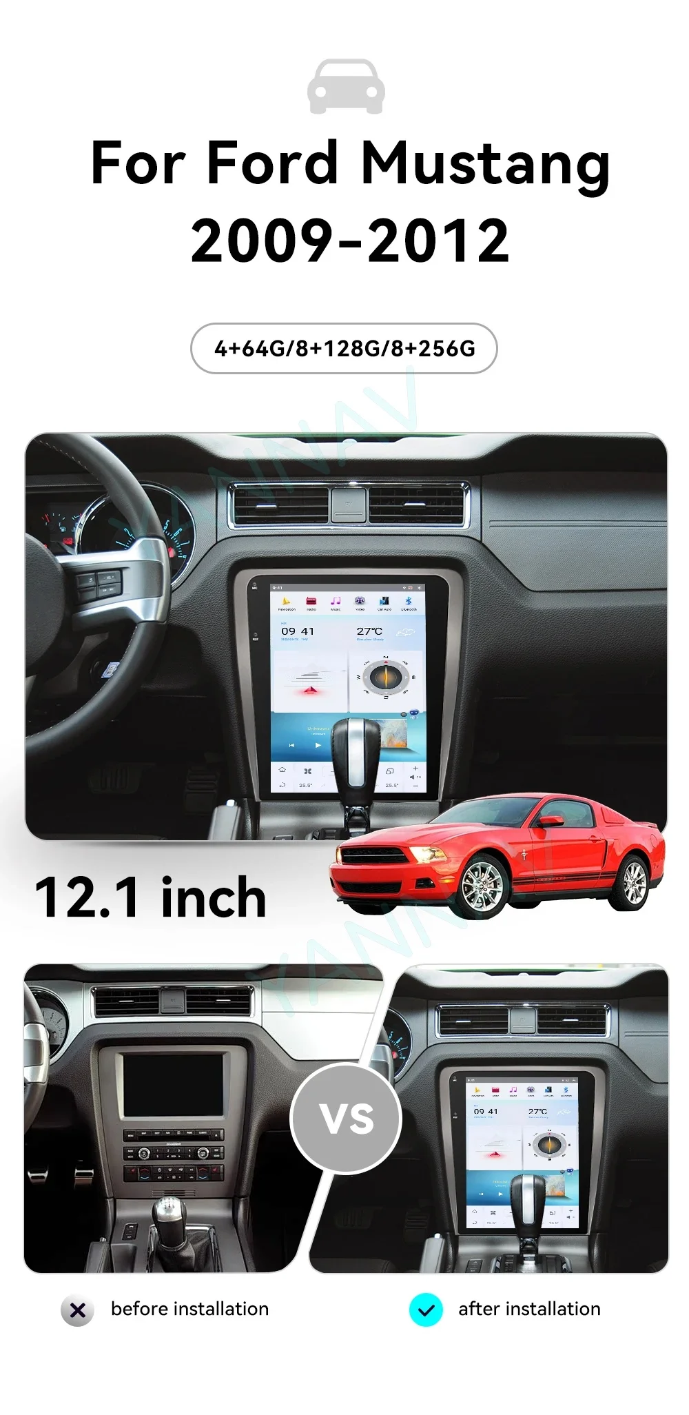 12.1'' Qualcomm 8 core For Ford Mustang 2009-2012 Car Radio Multimedia Player Android 11 Auto GPS Navi Wireless Carplay Head DSP
12.1'' Qualcomm 8 core For Ford Mustang 2009-2012 Car Radio Multimedia Player Android 11 Auto GPS Navi Wireless Carplay Head DSP