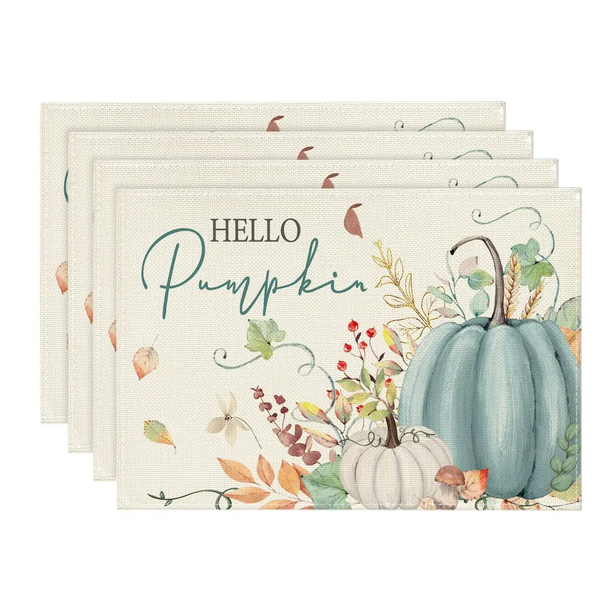 Thanksgiving Harvest Table Mats, Kitchen Dining Decor, Hello Pumpkin Floral Leaves, Fall Placemats Set of 4, 12x18 Inch
Thanksgiving Harvest Table Mats, Kitchen Dining Decor, Hello Pumpkin Floral Leaves, Fall Placemats Set of 4, 12x18 Inch