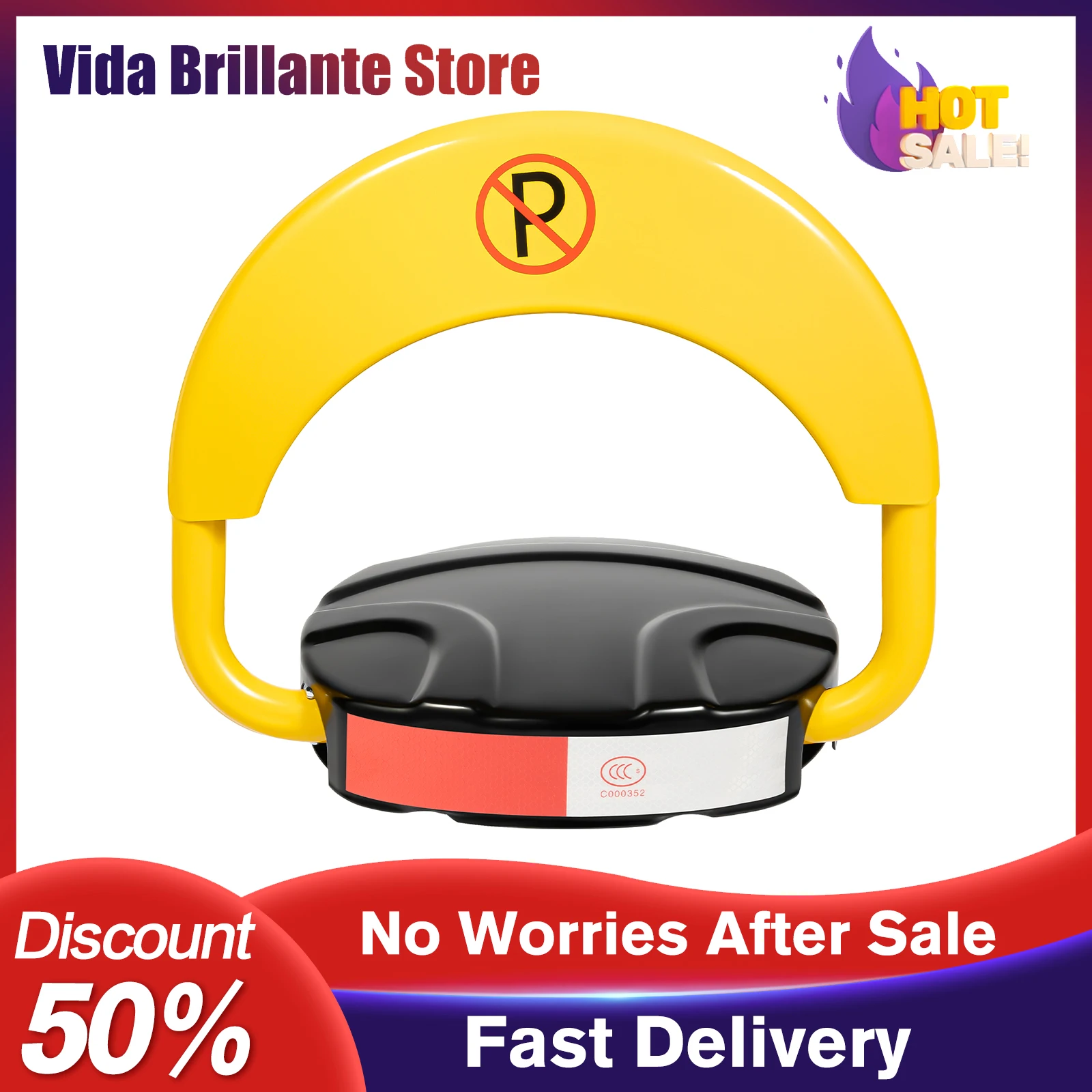 Parking Lock Reflective Stripe Remote Control Round Garage Parking Aid Battery-Free Security Device for Car Parking Space