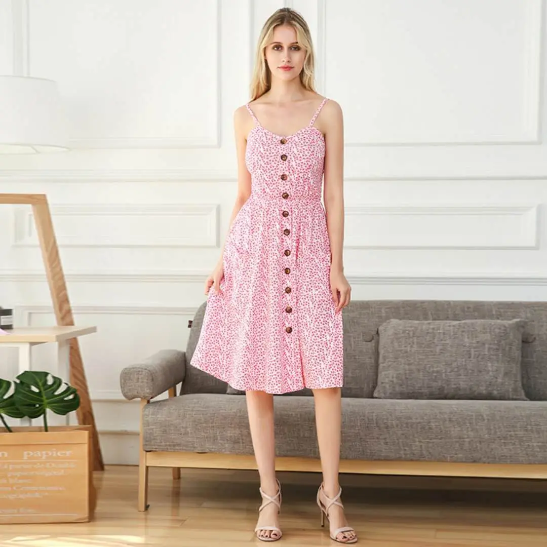 2025 Summer Women's Suspender Skirt Printed Knee-length Backless Sexy Vacation Button Fashion Dress for Female
2025 Summer Women's Suspender Skirt Printed Knee-length Backless Sexy Vacation Button Fashion Dress for Female