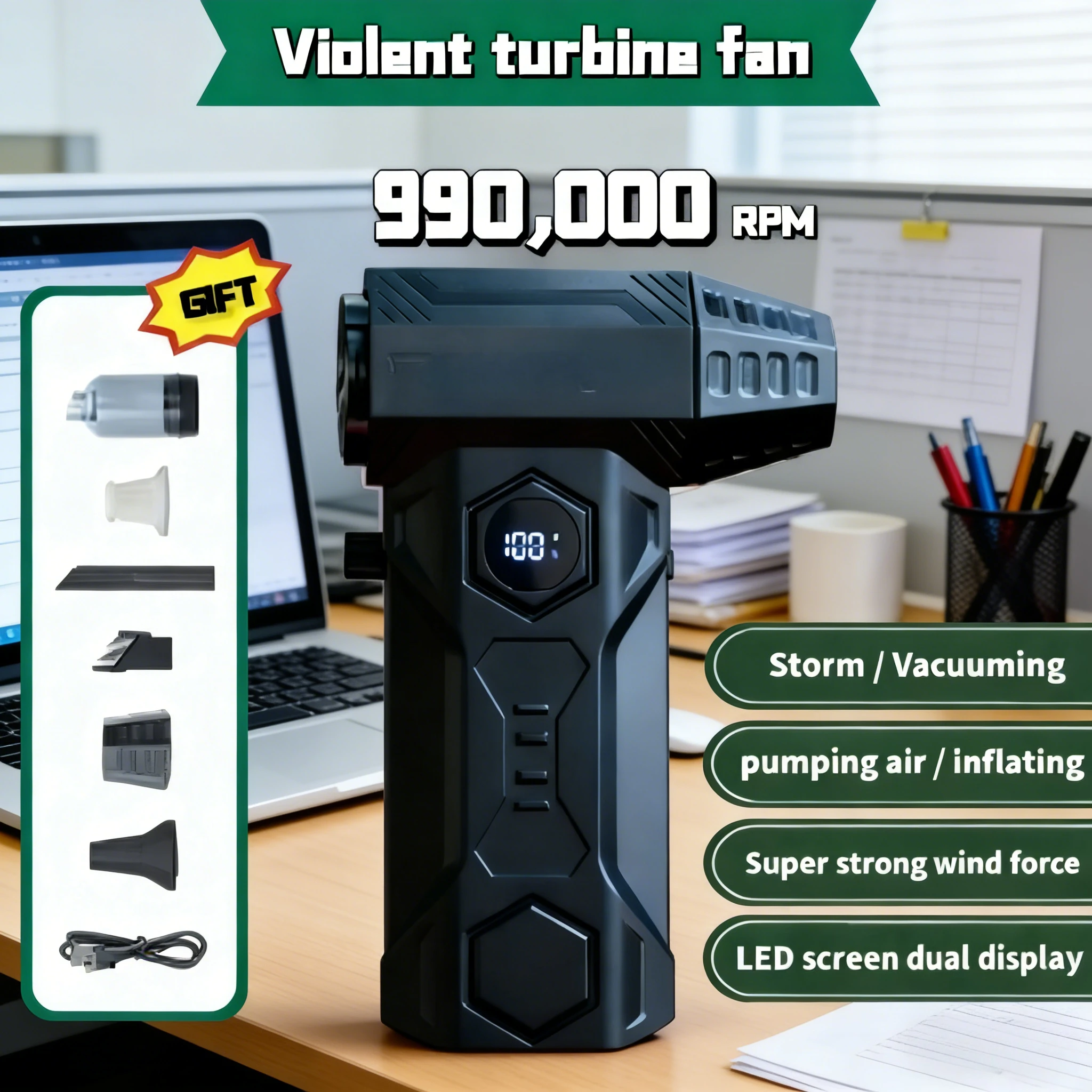 990000RPM Violent Turbo Jet Blower X11Pro MAX – 75m/s Super Wind 10000mAh Rechargeable Brushless Handheld Air Blower
990000RPM Violent Turbo Jet Blower X11Pro MAX – 75m/s Super Wind 10000mAh Rechargeable Brushless Handheld Air Blower