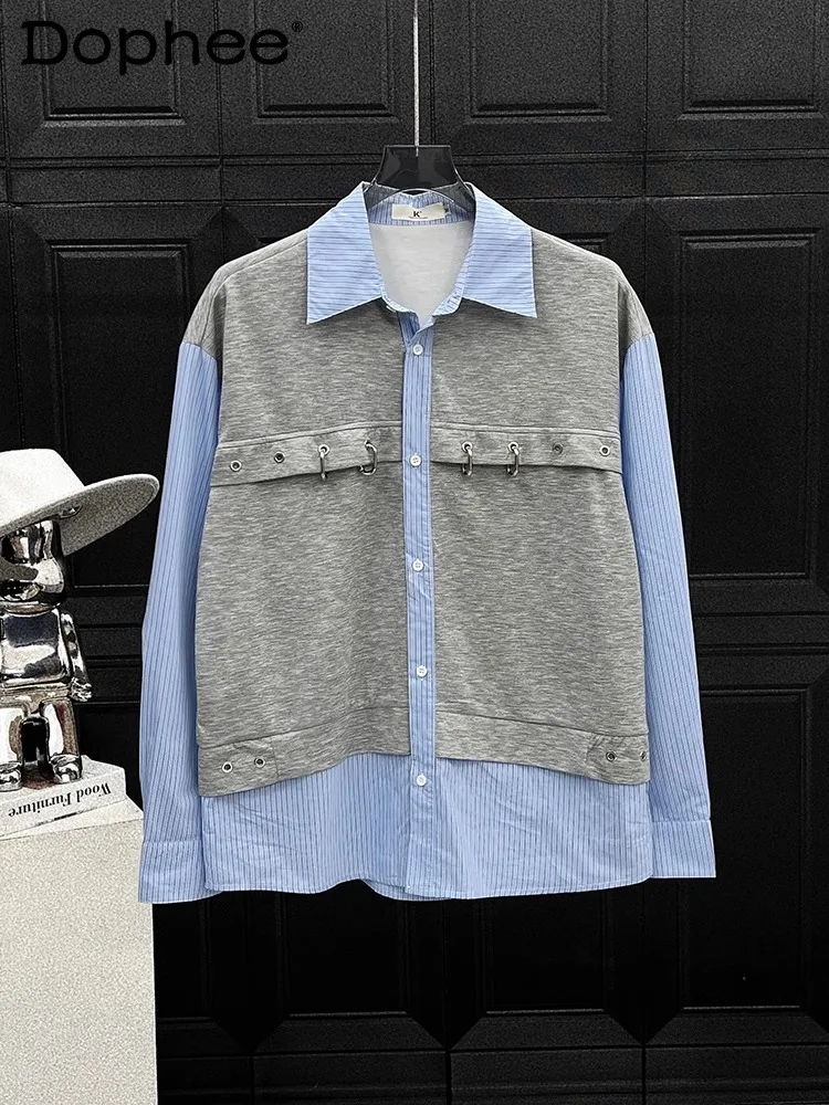 2025 Spring Autumn New Niche Retro Trendy Handsome Tops Male Casual Shirts Men's Metal Buckle Design Loose Comfort Striped Shirt
2025 Spring Autumn New Niche Retro Trendy Handsome Tops Male Casual Shirts Men's Metal Buckle Design Loose Comfort Striped Shirt