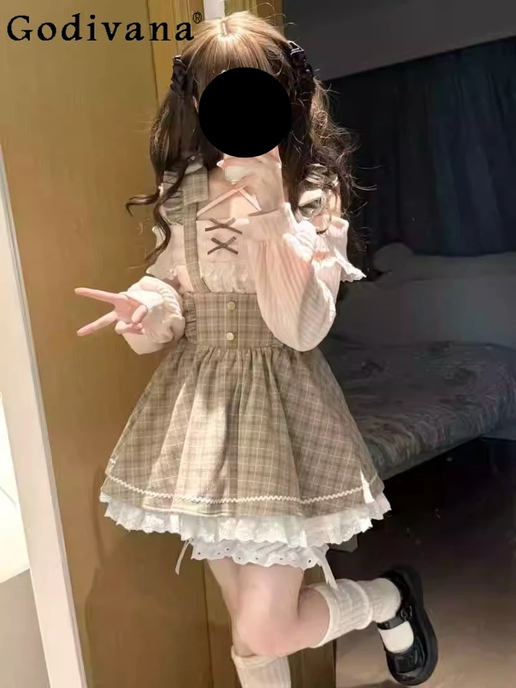 Оригинальный комплект из 2 предметов с юбкой в клетку в стиле Лолиты для женщин и весенне-осенний вязаный топ для девочек Y2K SK Лолита, свитер, одежда
Оригинальный комплект из 2 предметов с юбкой в клетку в стиле Лолиты для женщин и весенне-осенний вязаный топ для девочек Y2K SK Лолита, свитер, одежда