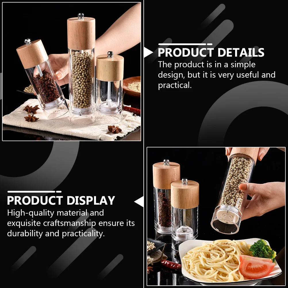 Pepper Grinder Manual Adjustable Coarseness Salt Pepper Mill Refillable Kitchen Seasoning Tool Acrylic Container Wooden
Pepper Grinder Manual Adjustable Coarseness Salt Pepper Mill Refillable Kitchen Seasoning Tool Acrylic Container Wooden