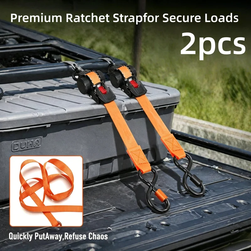 2-Pack Automatic Ratchet Straps | Self-retracting Ratchet Straps with S-Hooks | 748 kg Breaking Strength | Securing Straps
2-Pack Automatic Ratchet Straps | Self-retracting Ratchet Straps with S-Hooks | 748 kg Breaking Strength | Securing Straps
